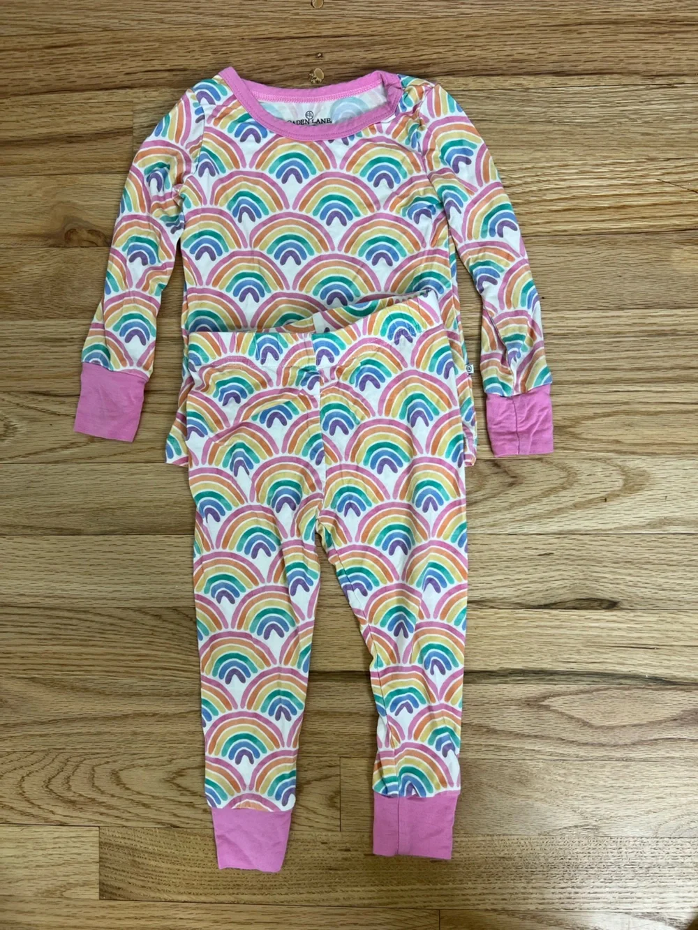 Caden Lane Baby Pajamas Set Bamboo Rainbow Print 12-18 months